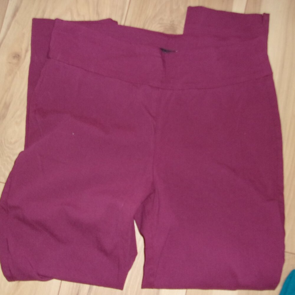 size 10 womens stretch  pants casual dress work wear ten career maroon